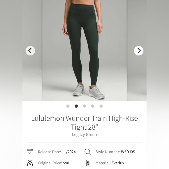 Lululemon NWT Legacy Green Wunder Train High-Rise Tights 28” Leggings Size 2 - Picture 7 of 11